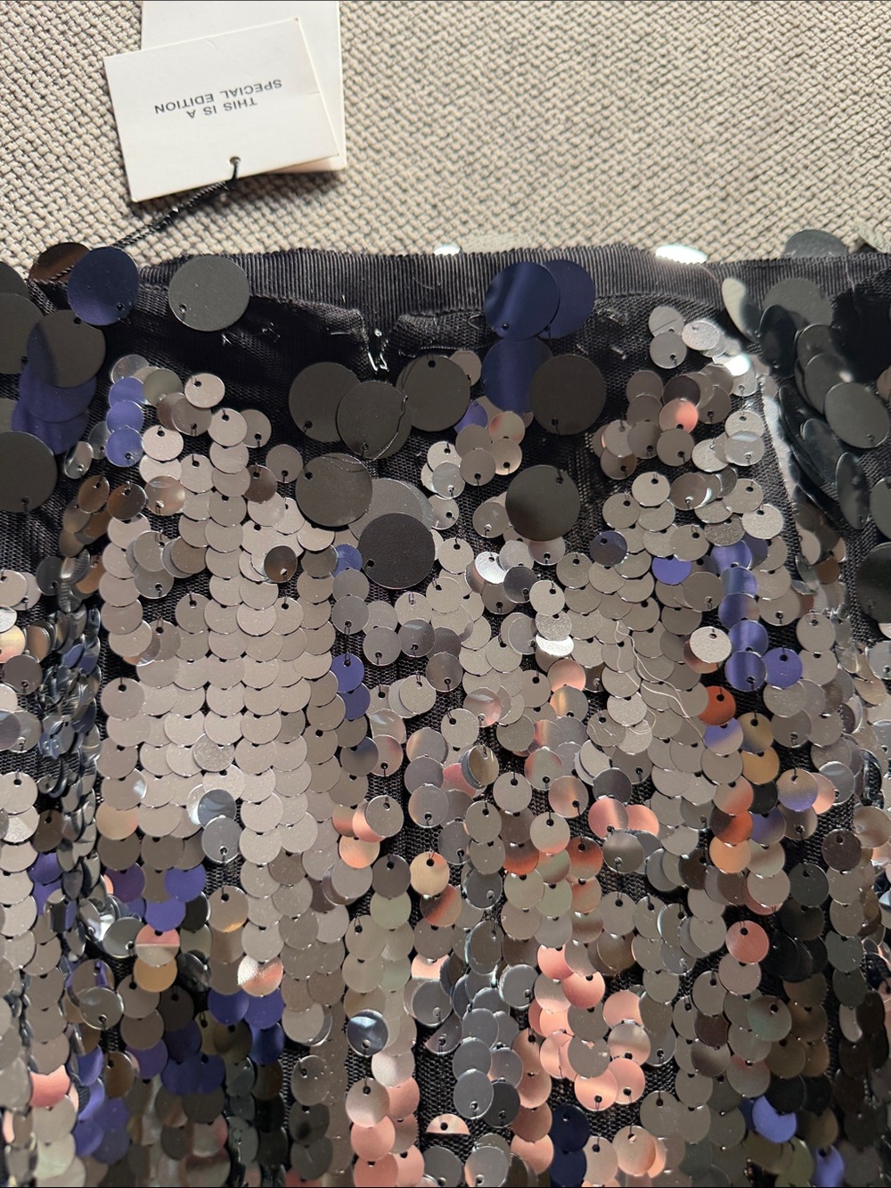 Zara Dark Gray Sequin Midi Skirt NWT sz S super cute on - Picture 7 of 10